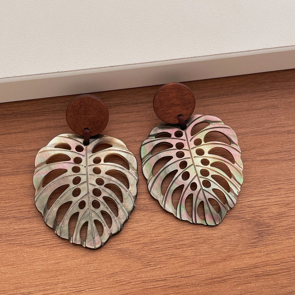 Hollow Leaf Dangle Earrings — earrings, view 7
