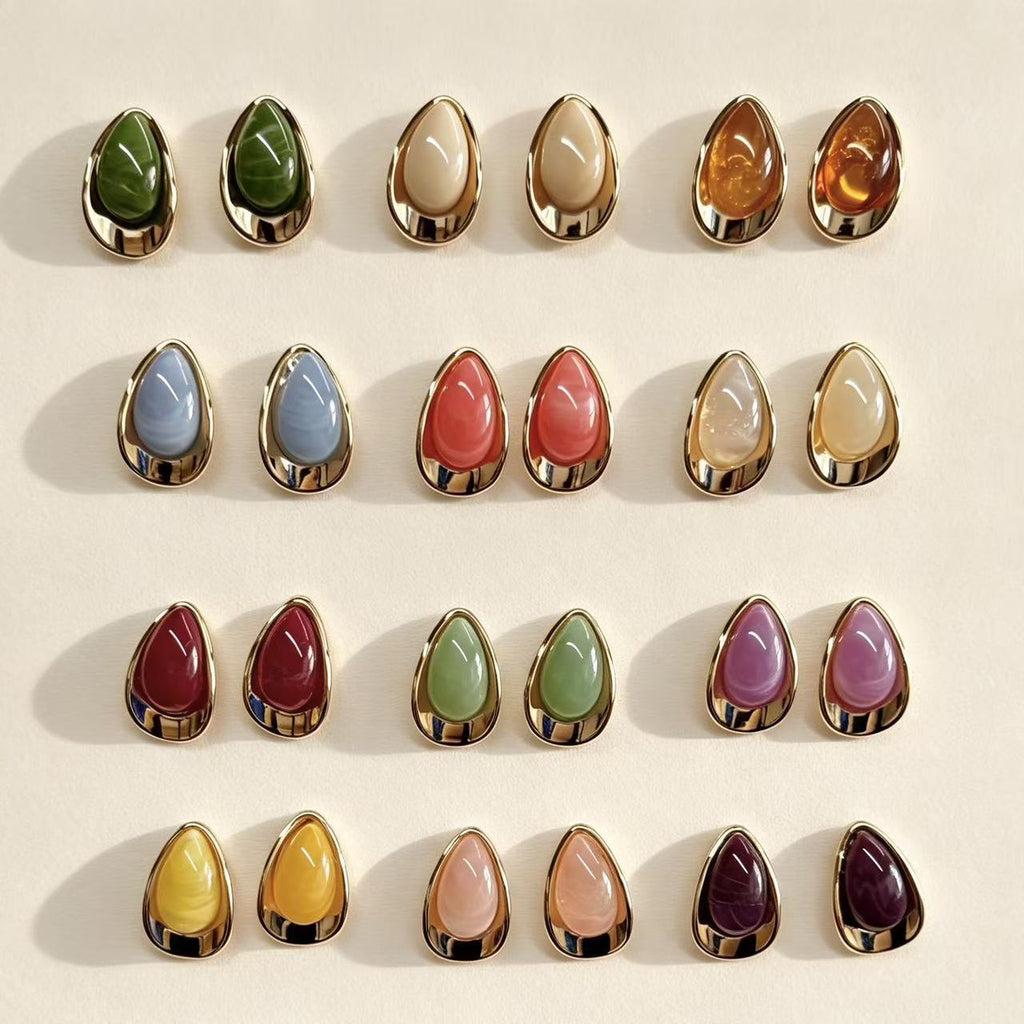 Teardrop Drop Stud Earrings — earrings, view 2