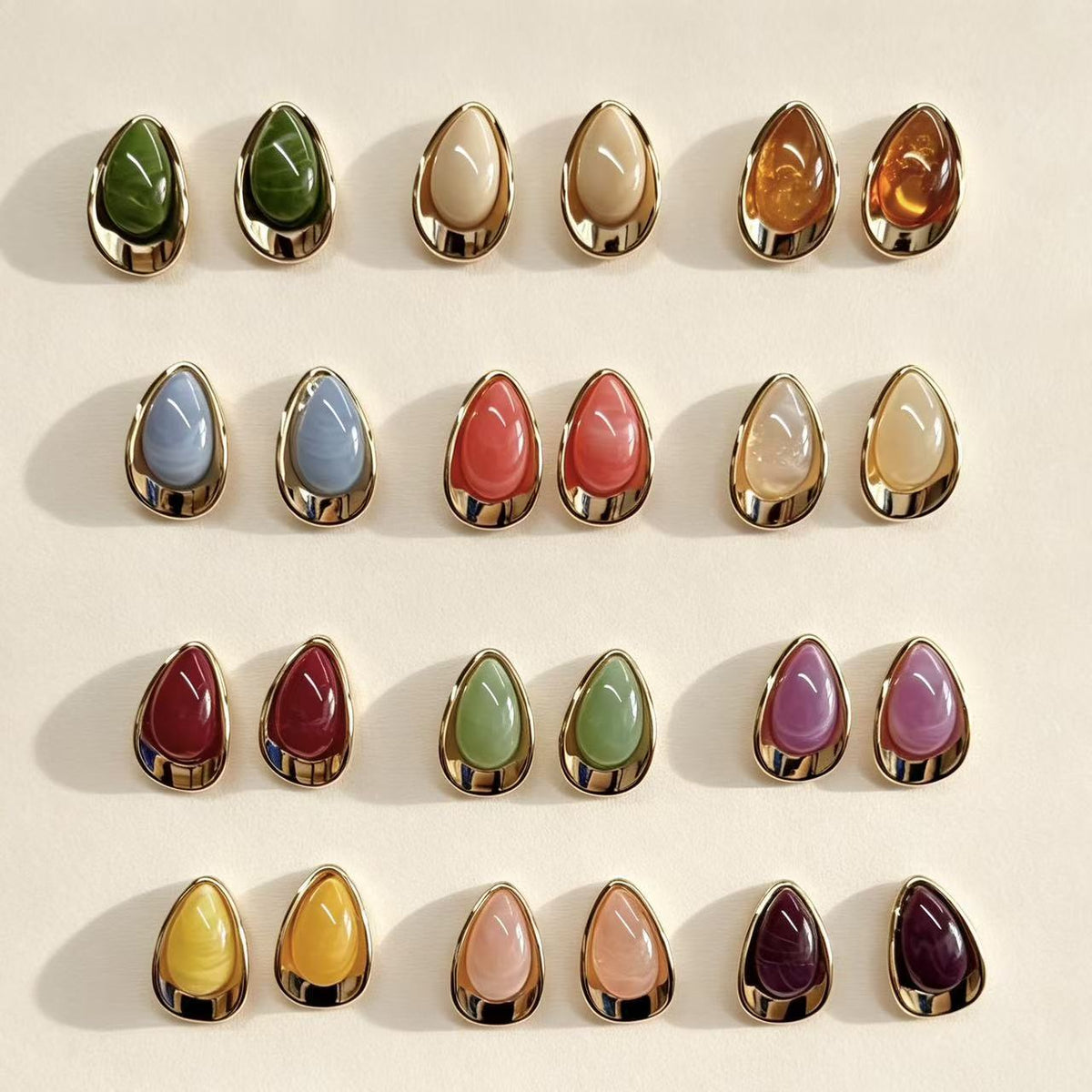 Teardrop Drop Stud Earrings — earrings, view 2