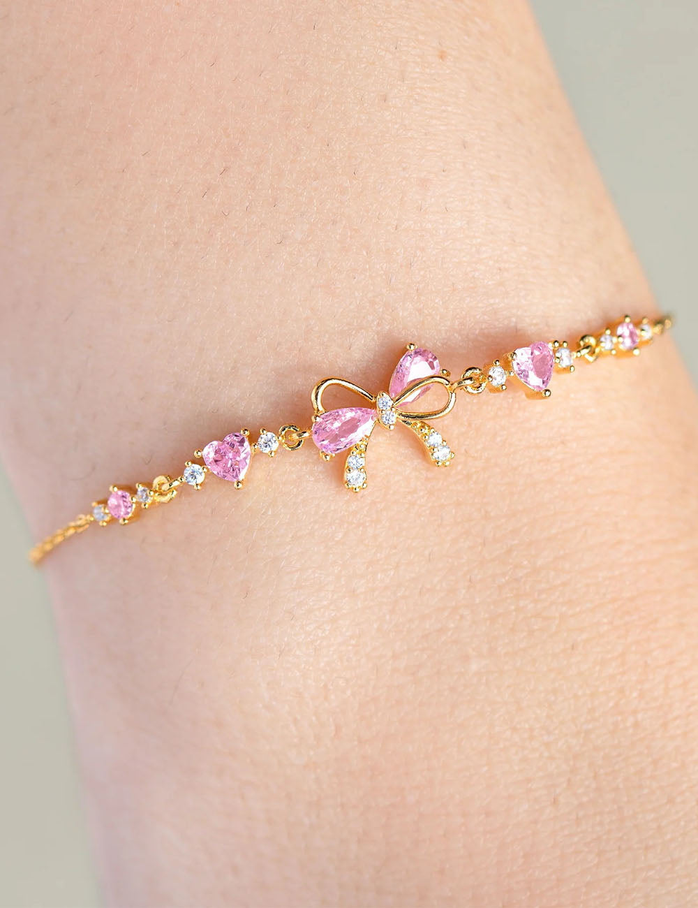 Bowknot Heart Charm Bracelet — bracelet