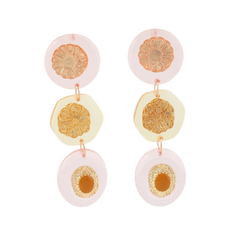 Color Contrast Resin Pendant Earrings — gold earrings, view 5