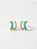 Enamel Pearl Geometric Stud Earrings — gold earrings