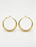 Push-Back Gold Hoop Earrings — earrings