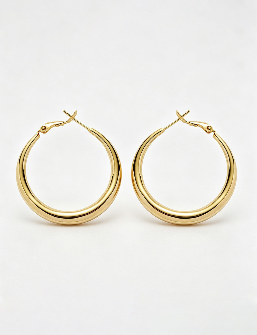 Push-Back Gold Hoop Earrings — earrings