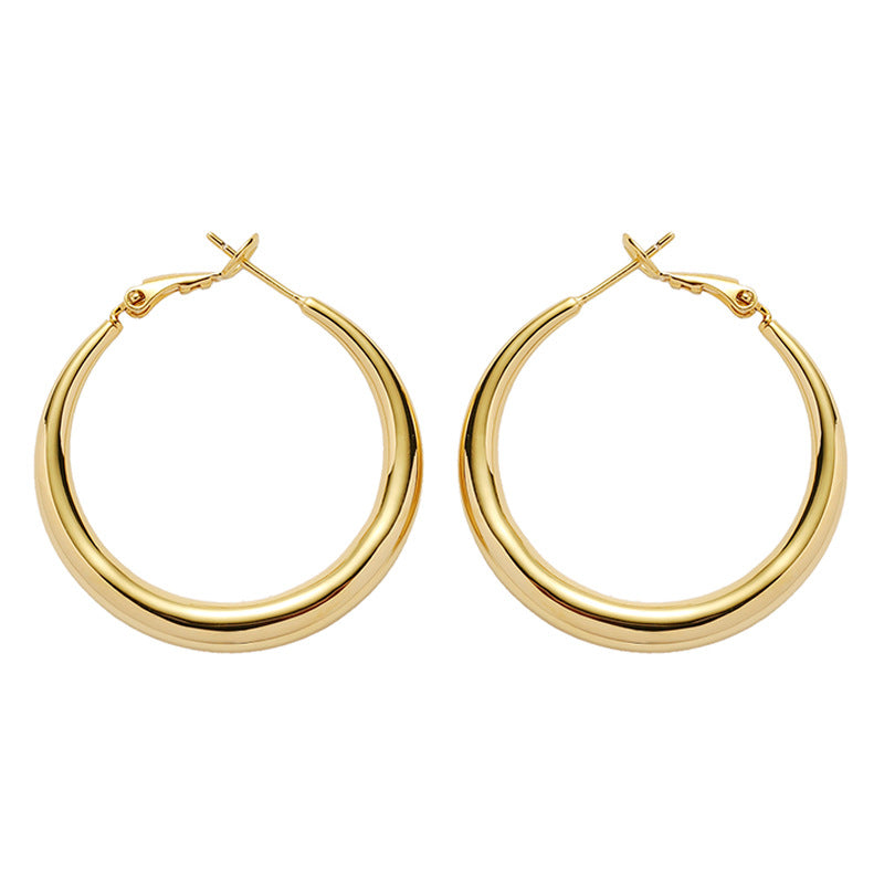 Push-Back Gold Hoop Earrings — earrings, view 2
