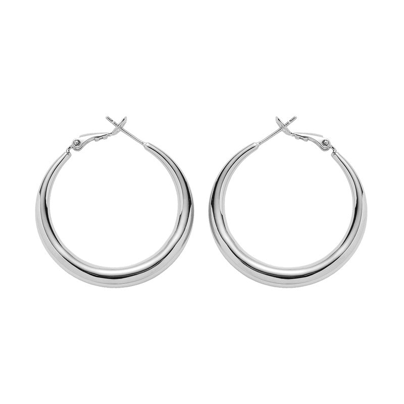 Push-Back Gold Hoop Earrings — earrings, view 3