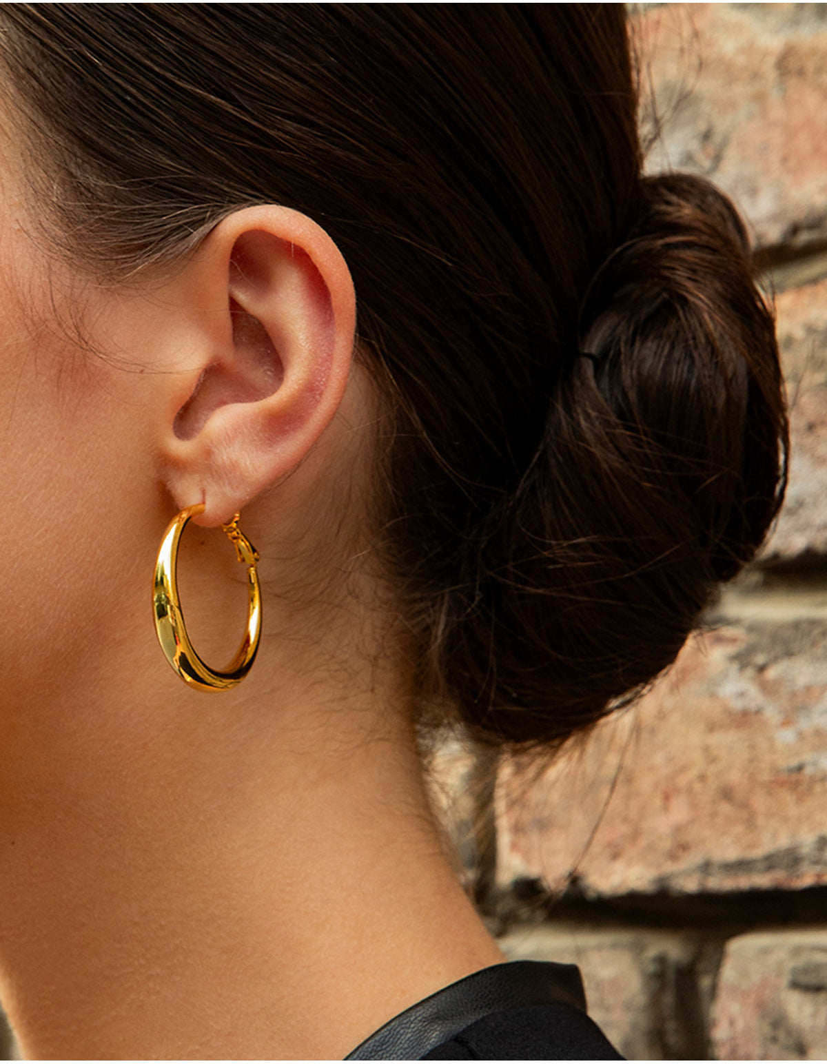 Push-Back Gold Hoop Earrings — earrings, view 4