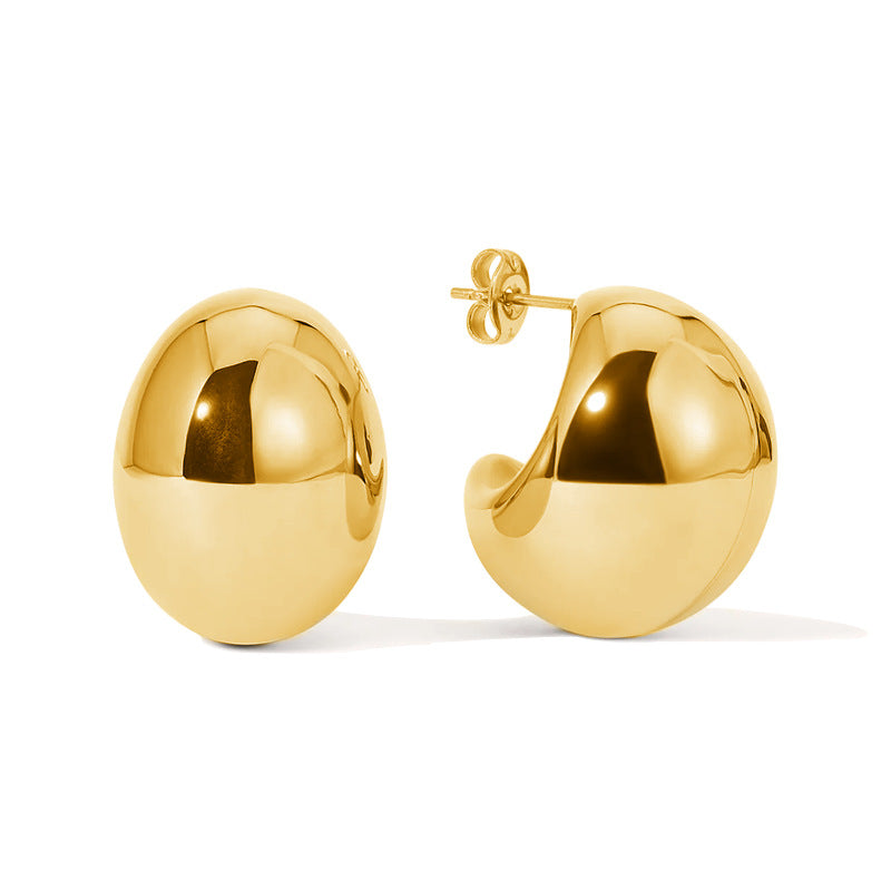 Chunky Gold-Plated Semicircle Studs — earrings, view 2