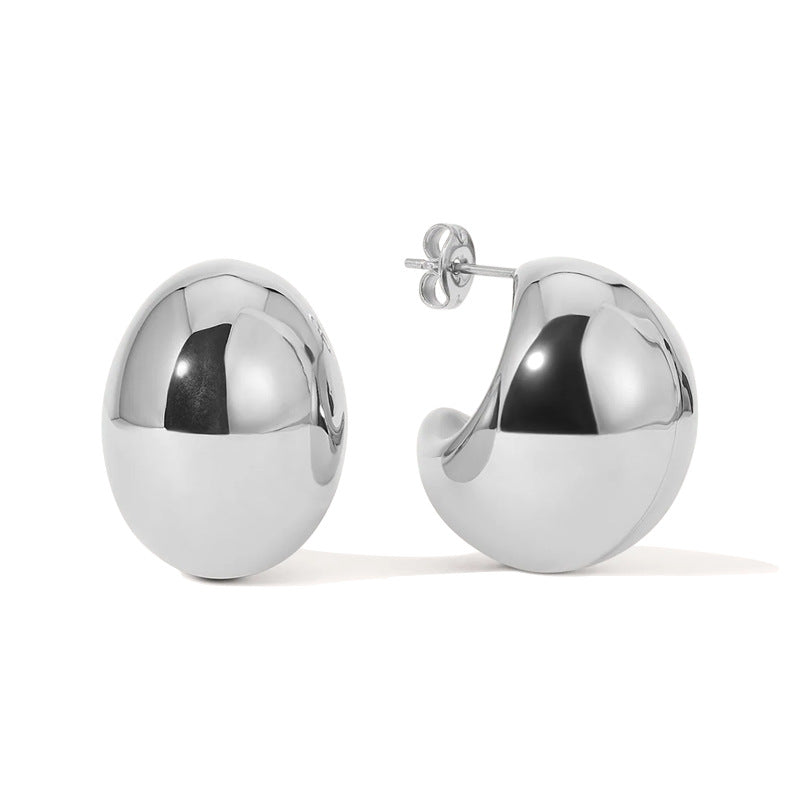Chunky Gold-Plated Semicircle Studs — earrings, view 3
