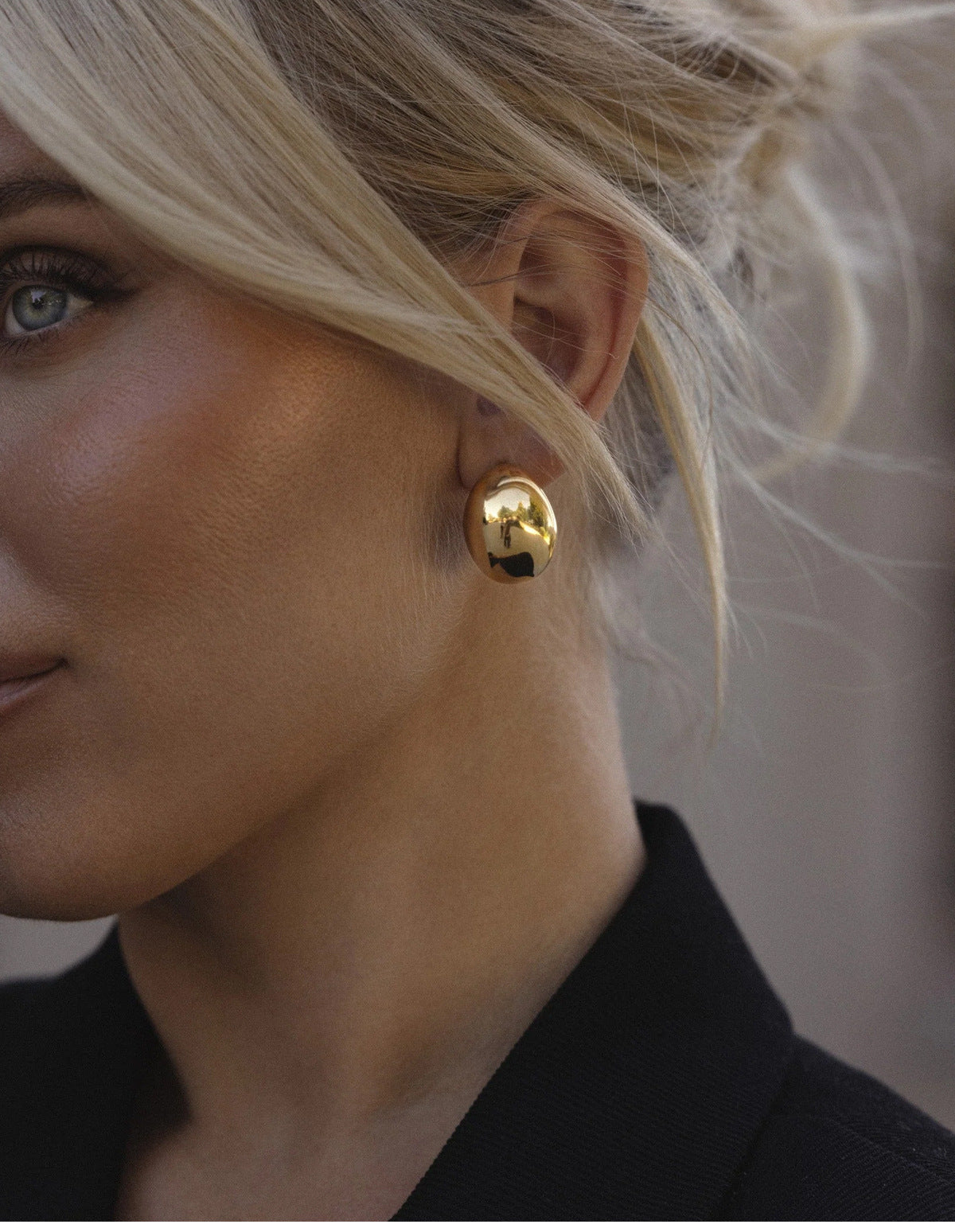 Chunky Gold-Plated Semicircle Studs — earrings, view 4