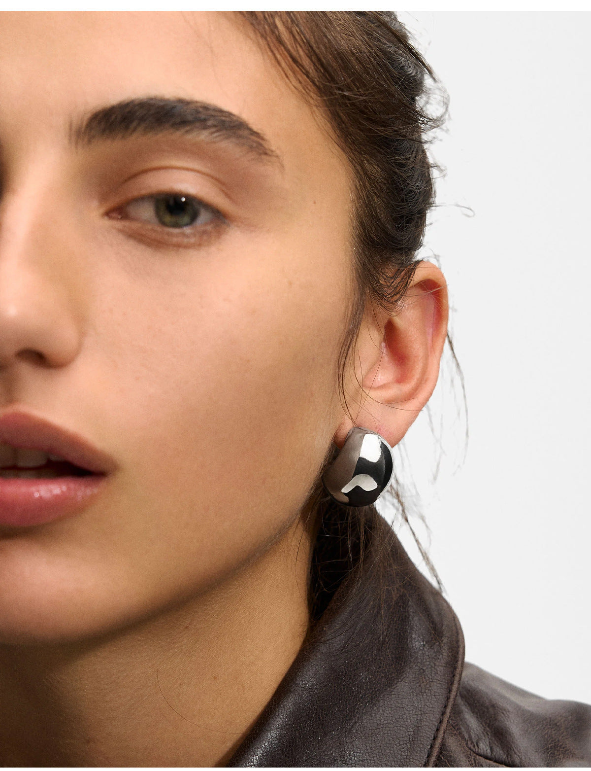 Chunky Gold-Plated Semicircle Studs — earrings, view 5