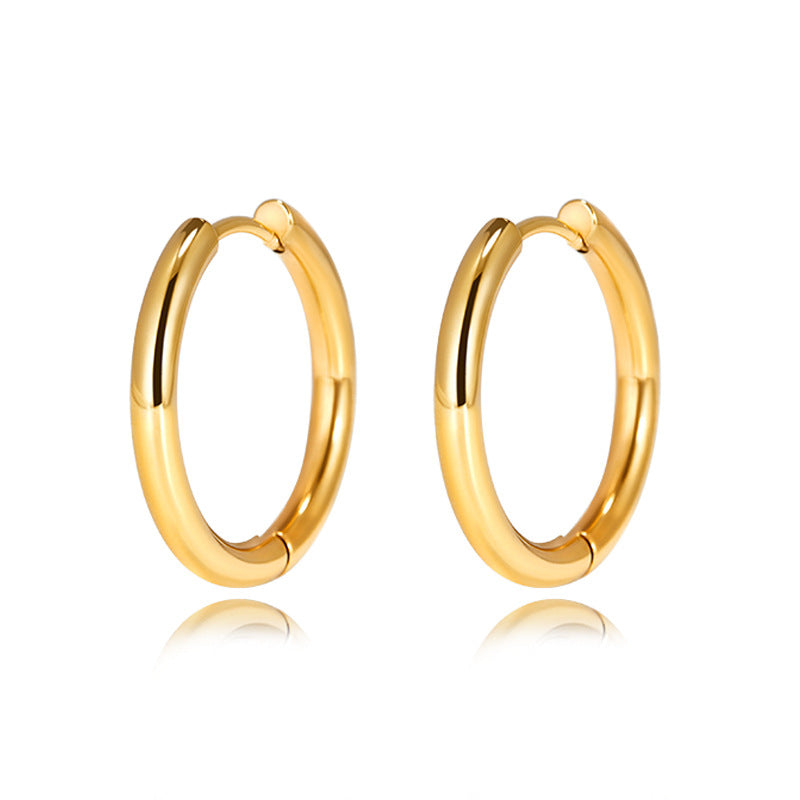 Small Titanium Steel Hoop Earrings — earrings, view 2