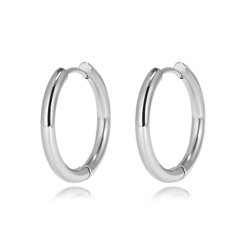 Small Titanium Steel Hoop Earrings — earrings, view 3