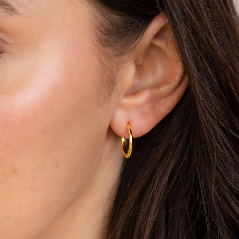 Small Titanium Steel Hoop Earrings — earrings, view 4