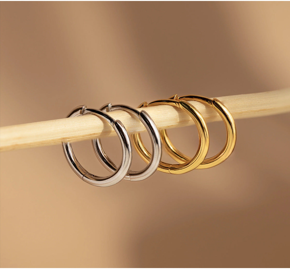 Small Titanium Steel Hoop Earrings — earrings, view 5