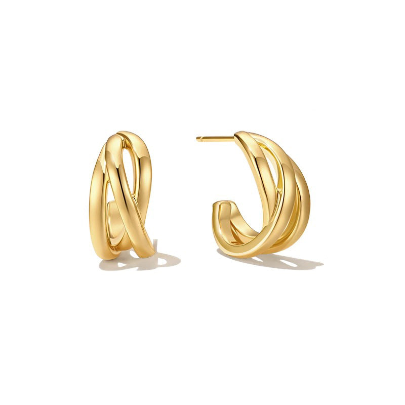 Twist Wavy C-Shape Stud Earrings — earrings, view 2