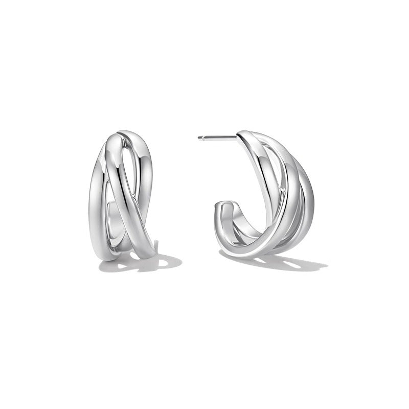 Twist Wavy C-Shape Stud Earrings — earrings, view 3