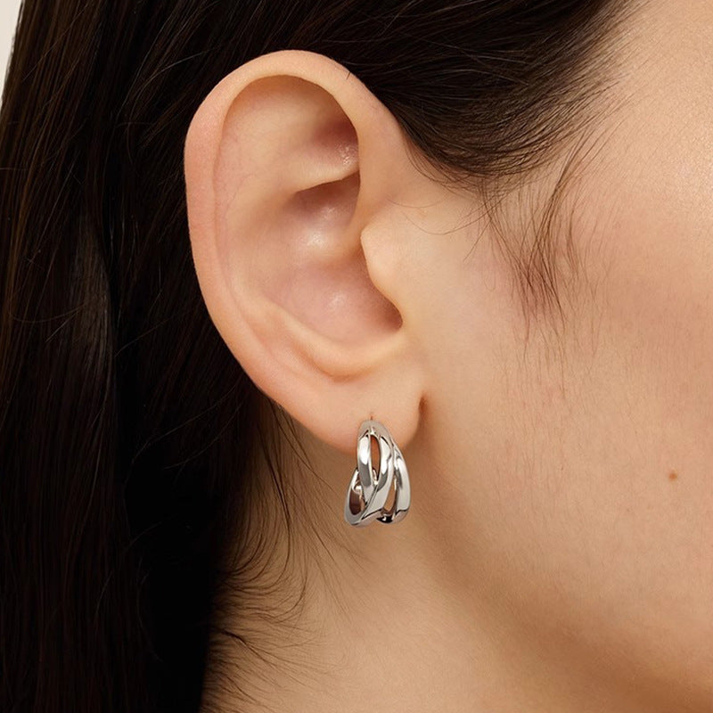 Twist Wavy C-Shape Stud Earrings — earrings, view 4