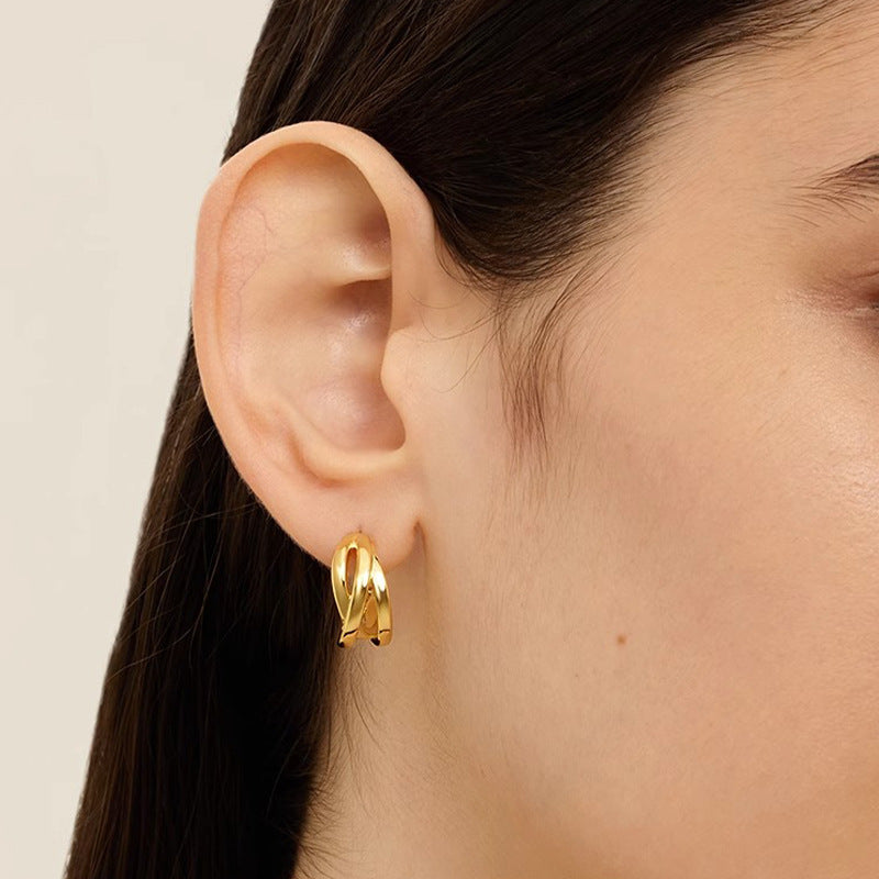 Twist Wavy C-Shape Stud Earrings — earrings, view 5