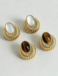 Tiger's Eye Shell Stud Earrings — earrings