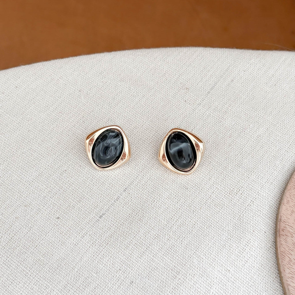 Chunky Marbled Acrylic Stud Earrings — earrings, view 2