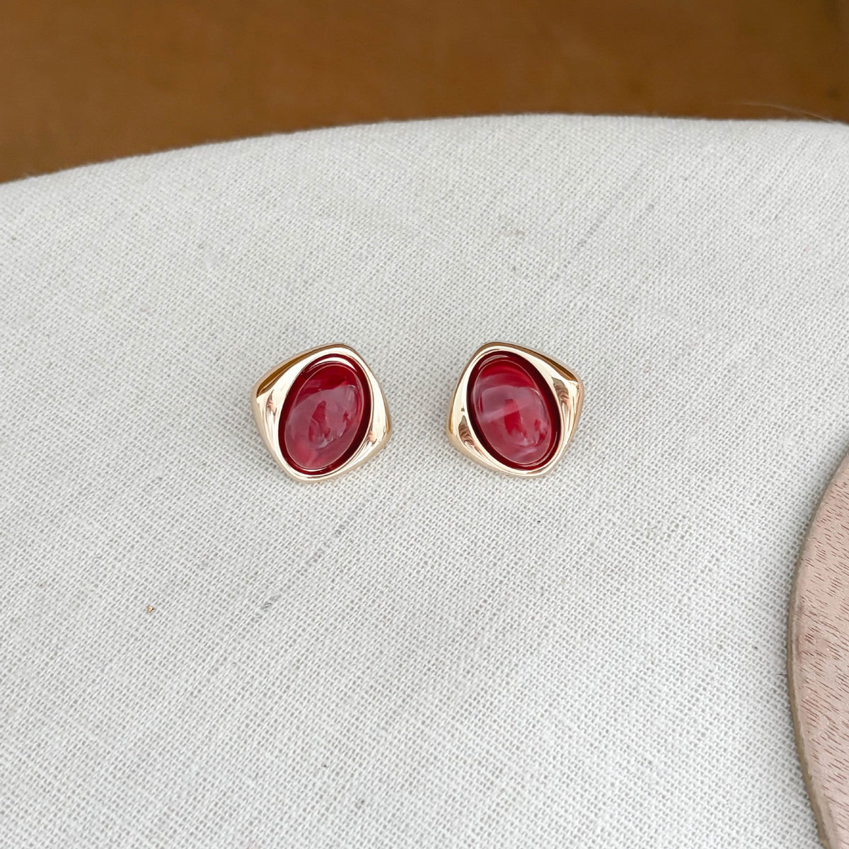 Chunky Marbled Acrylic Stud Earrings — earrings, view 3