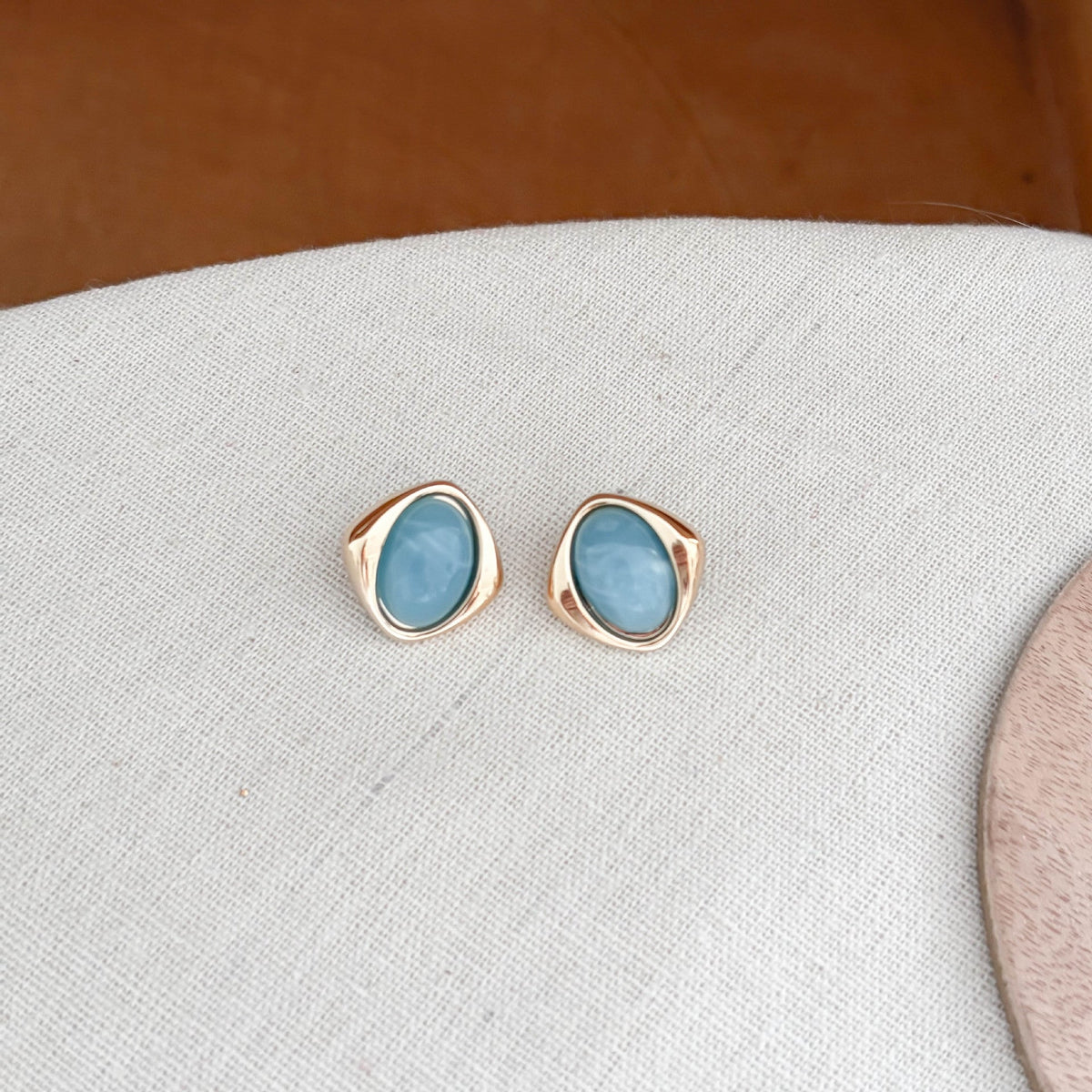 Chunky Marbled Acrylic Stud Earrings — earrings, view 4