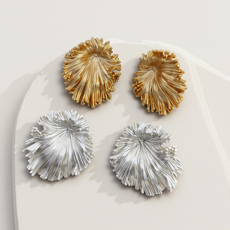 Gold-Plated Dandelion Stud Earrings — earrings, view 2