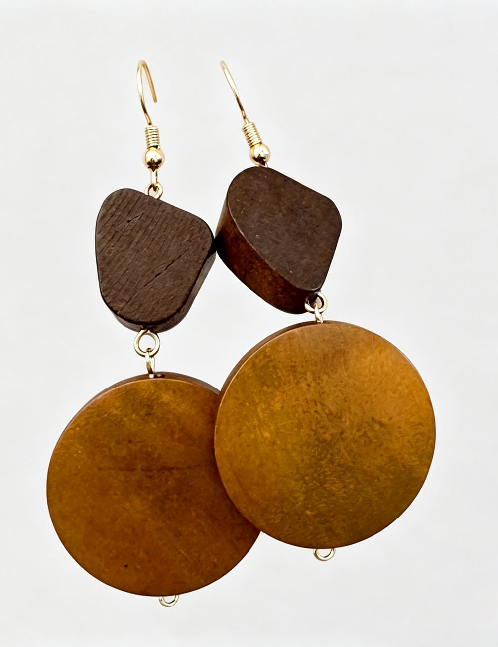 Exaggerated Wood Dangle Earrings — coffee earrings