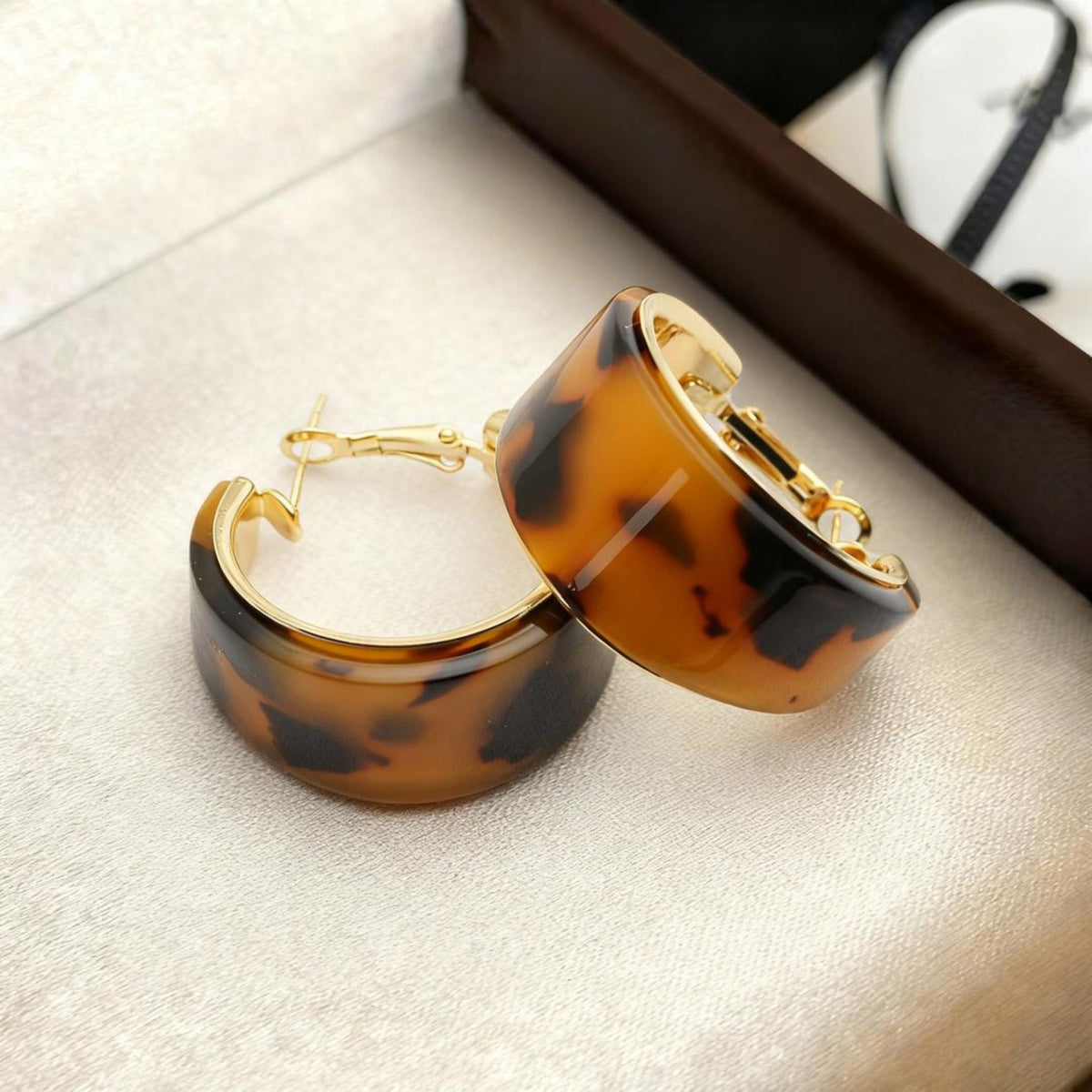 Solid-Color Resin C-Shape Studs — earrings, view 3