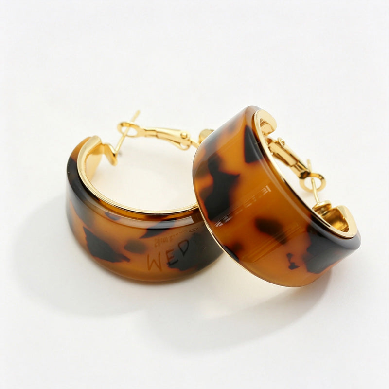 Solid-Color Resin C-Shape Studs — earrings, view 4