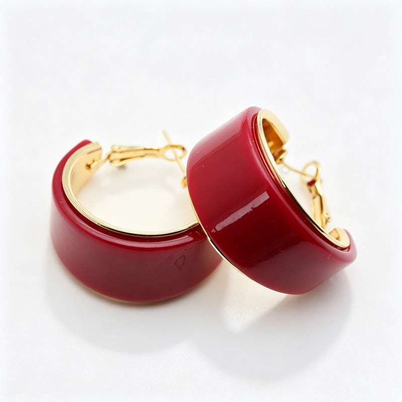 Solid-Color Resin C-Shape Studs — earrings, view 5