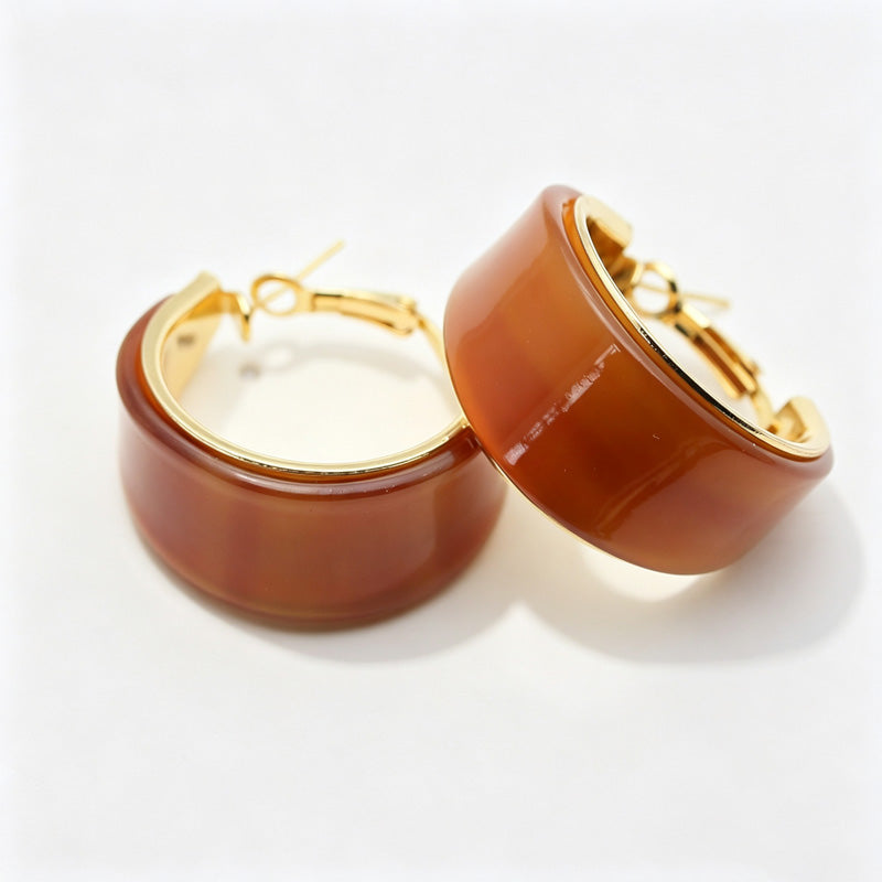 Solid-Color Resin C-Shape Studs — earrings, view 7