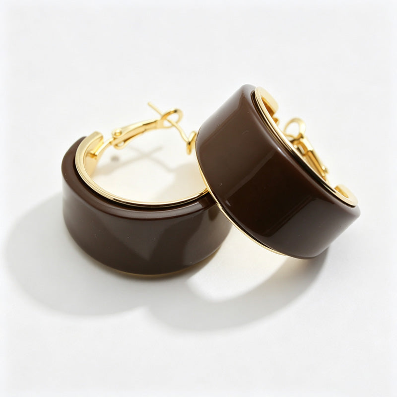 Solid-Color Resin C-Shape Studs — earrings, view 10