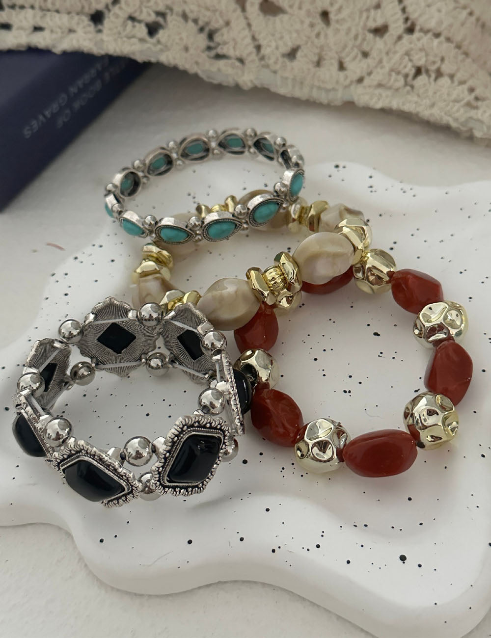 Irregular Stone Beaded Chain Bracelet — bracelet