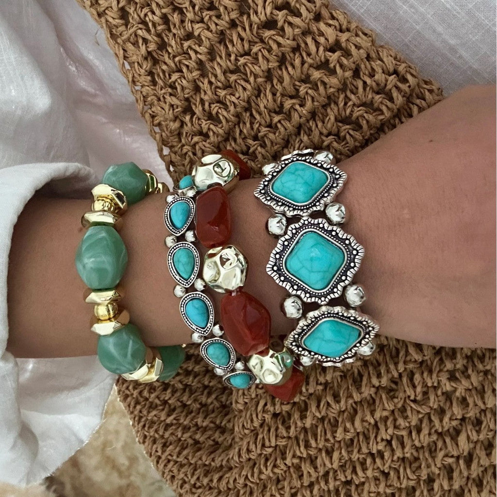 Irregular Stone Beaded Chain Bracelet — bracelet, view 2