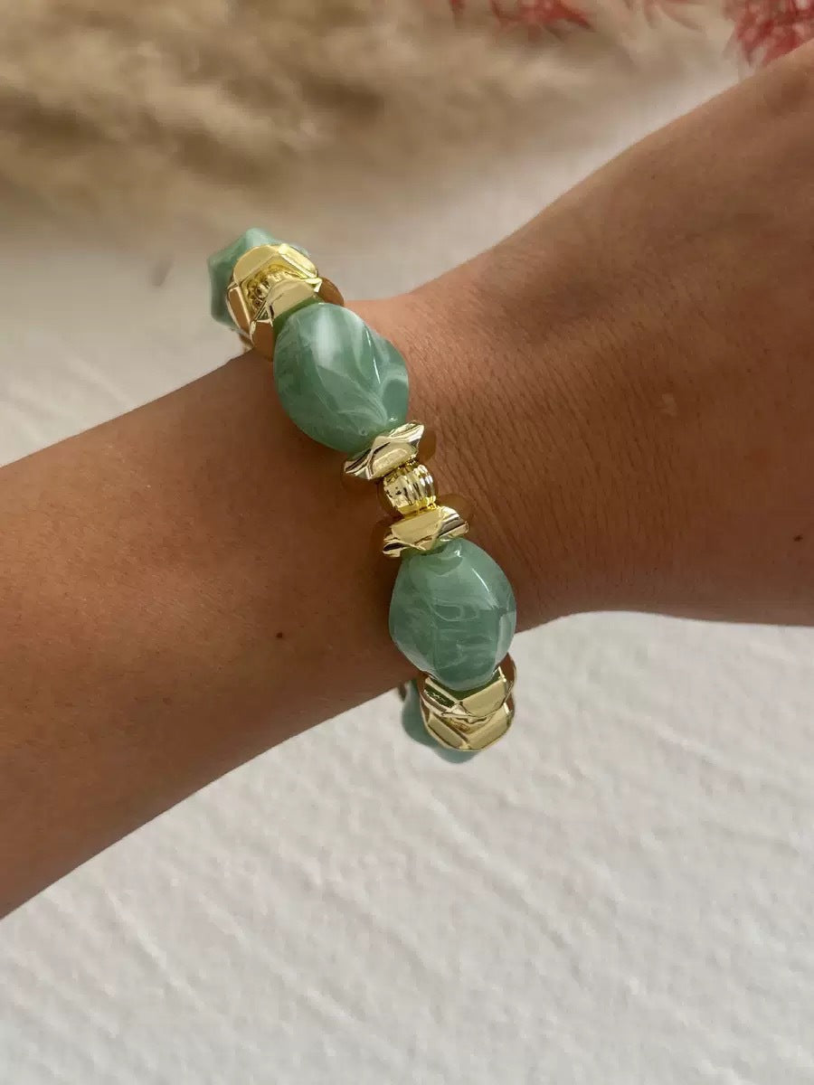 Irregular Stone Beaded Chain Bracelet — bracelet, view 6