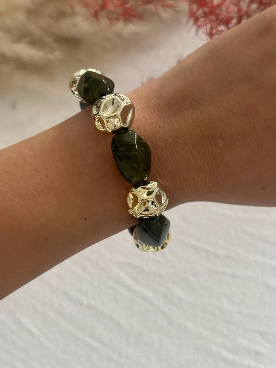 Irregular Stone Beaded Chain Bracelet — bracelet, view 8