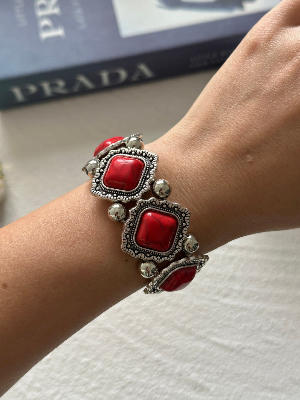 Irregular Stone Beaded Chain Bracelet — bracelet, view 11