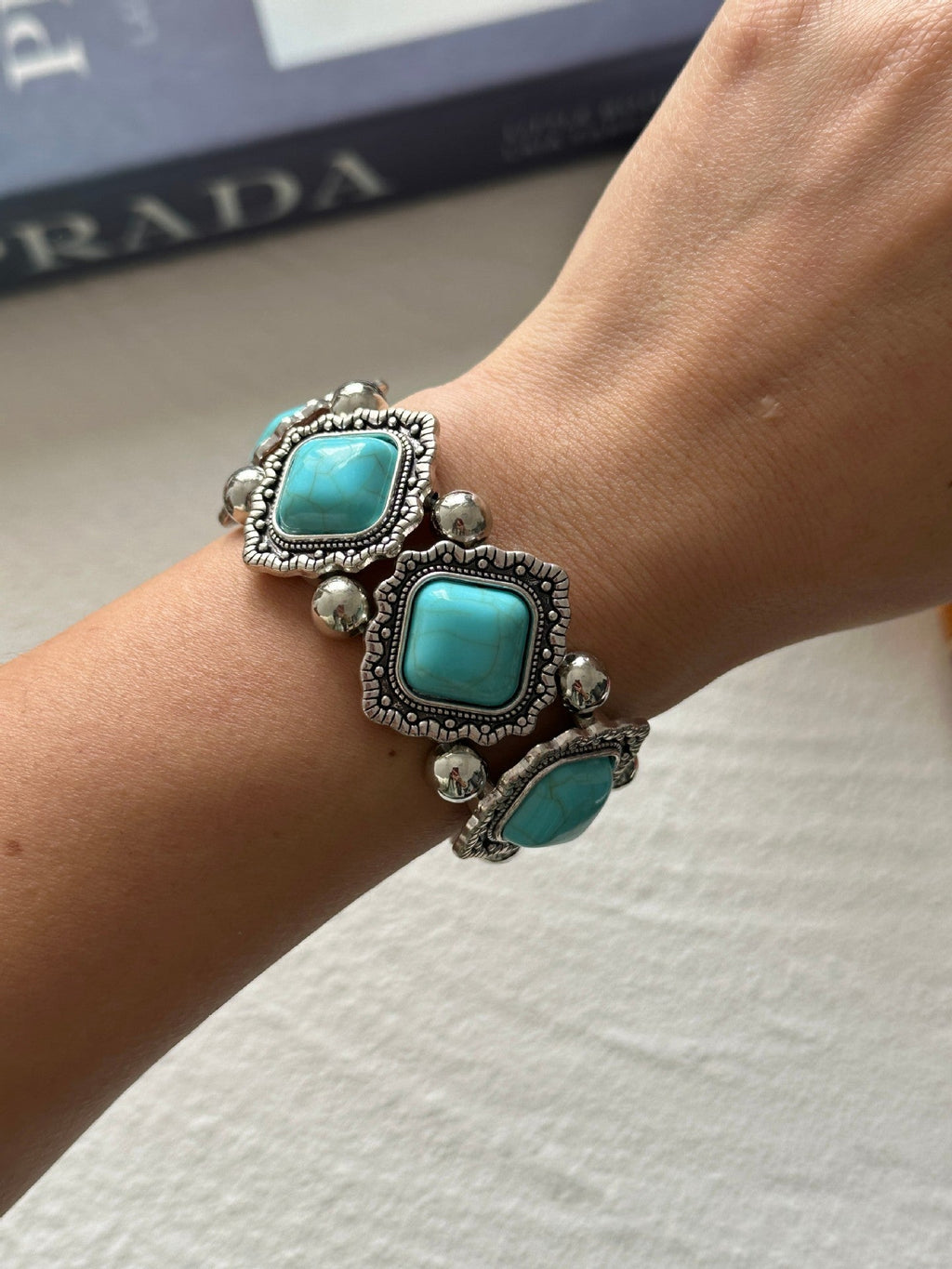 Irregular Stone Beaded Chain Bracelet — bracelet, view 12