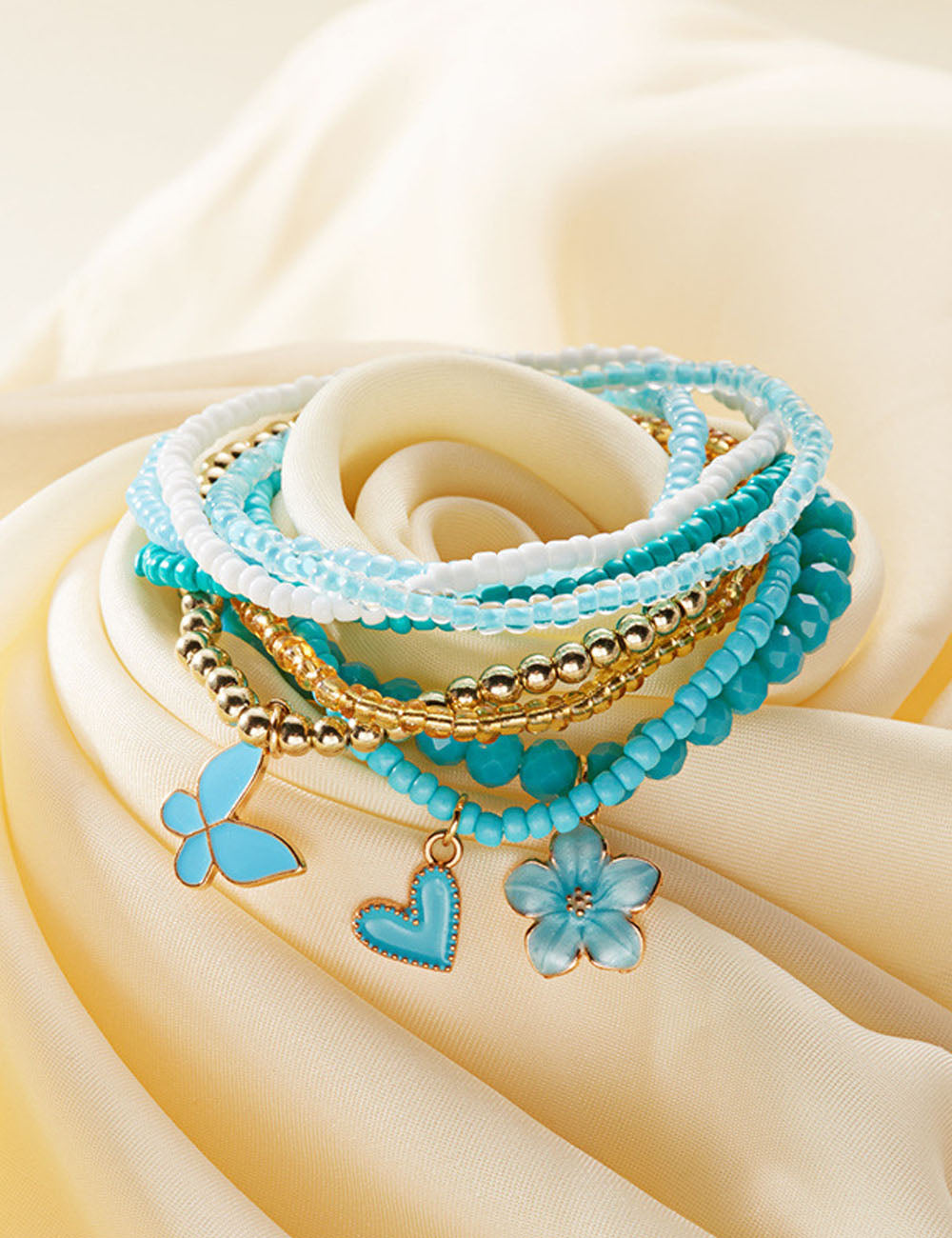 Flower Butterfly Beaded Bracelet — bracelet