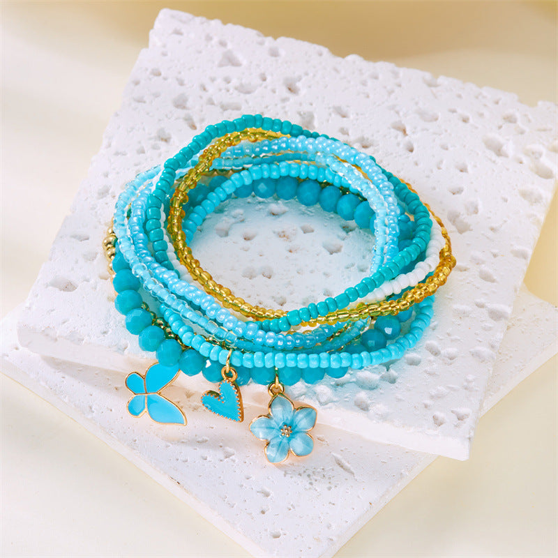 Flower Butterfly Beaded Bracelet — bracelet, view 2