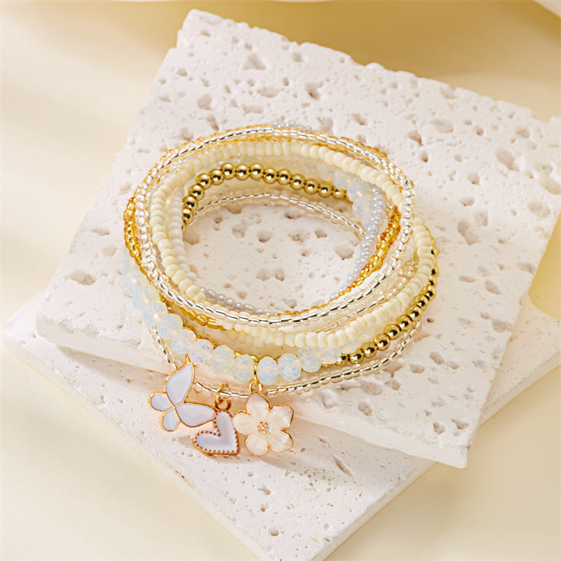Flower Butterfly Beaded Bracelet — bracelet, view 3