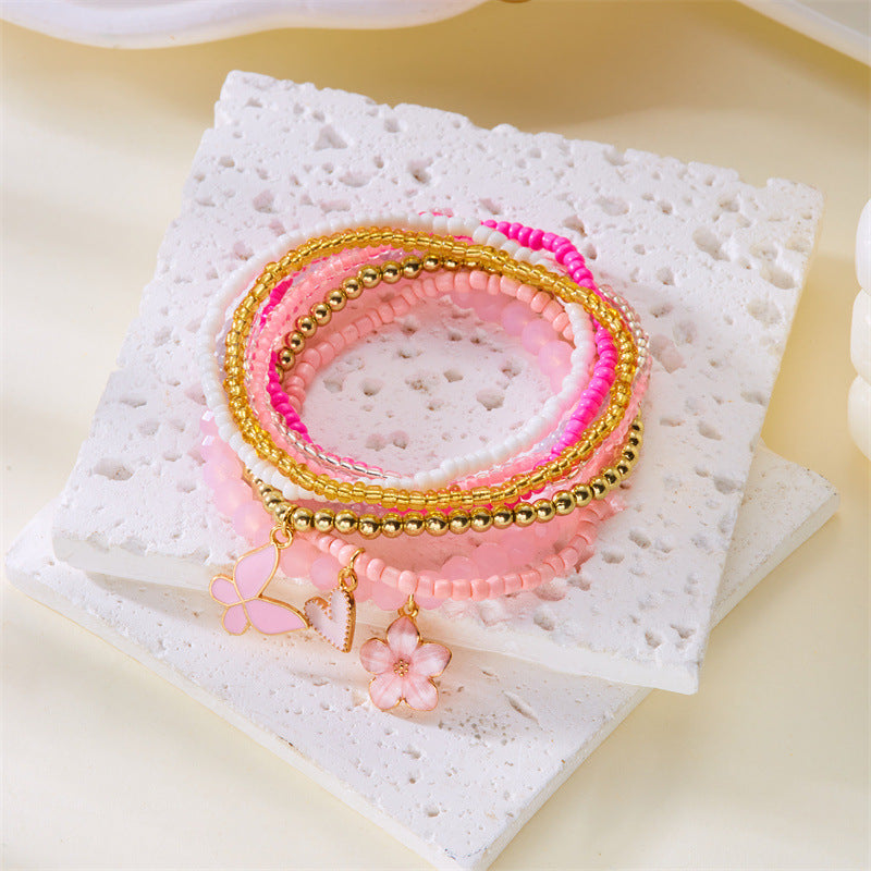 Flower Butterfly Beaded Bracelet — bracelet, view 4