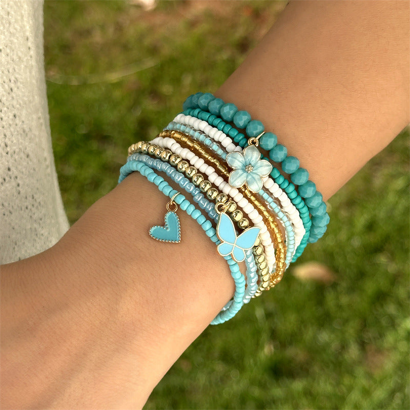 Flower Butterfly Beaded Bracelet — bracelet, view 5