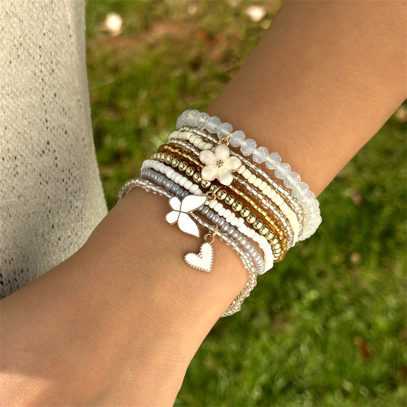Flower Butterfly Beaded Bracelet — bracelet, view 6
