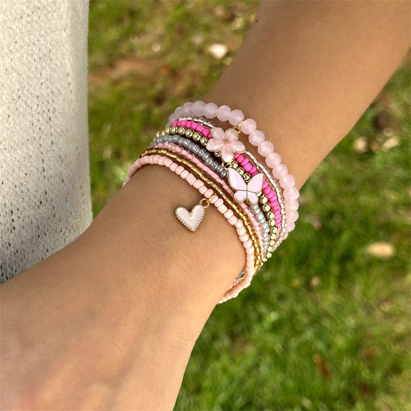 Flower Butterfly Beaded Bracelet — bracelet, view 7