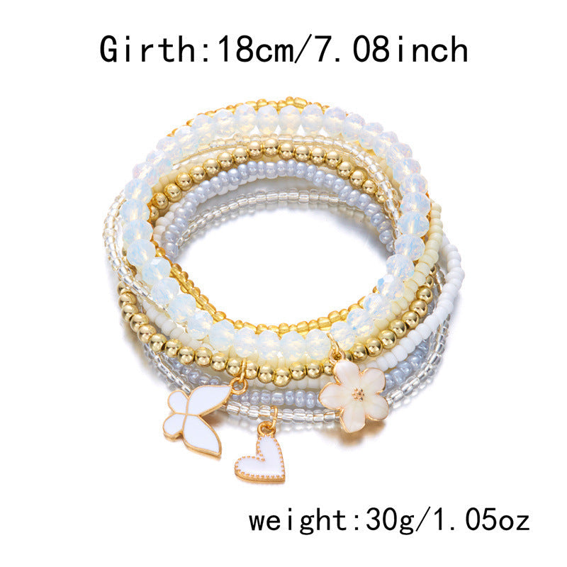 Flower Butterfly Beaded Bracelet — bracelet, view 9