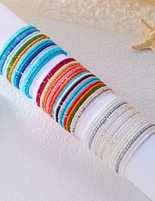 Colour-Block Beaded Bracelet Set — bracelet