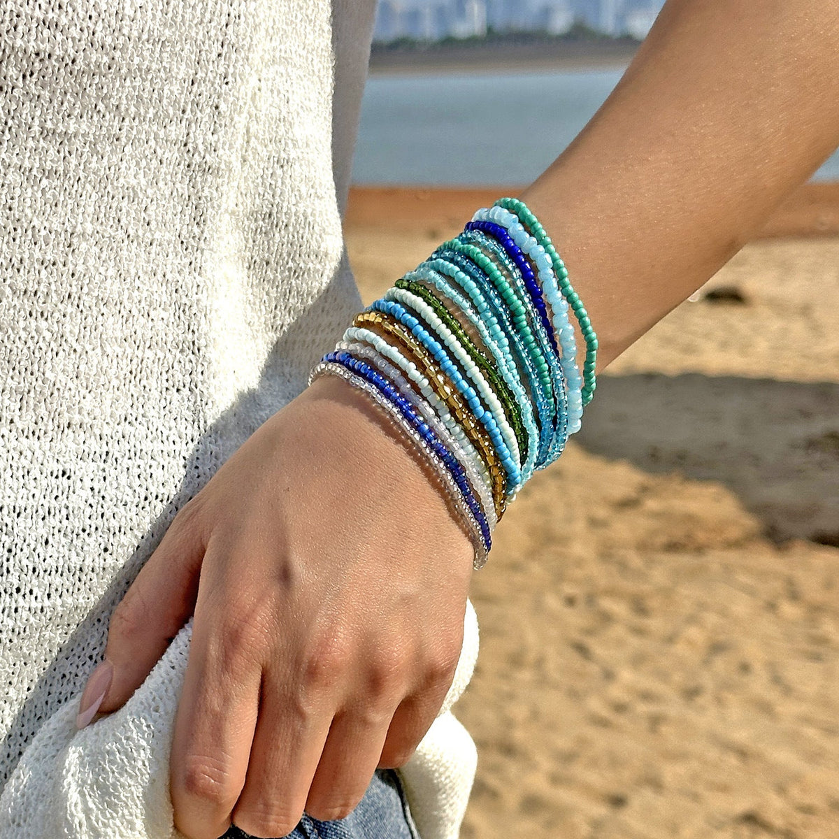 Colour-Block Beaded Bracelet Set — bracelet, view 5